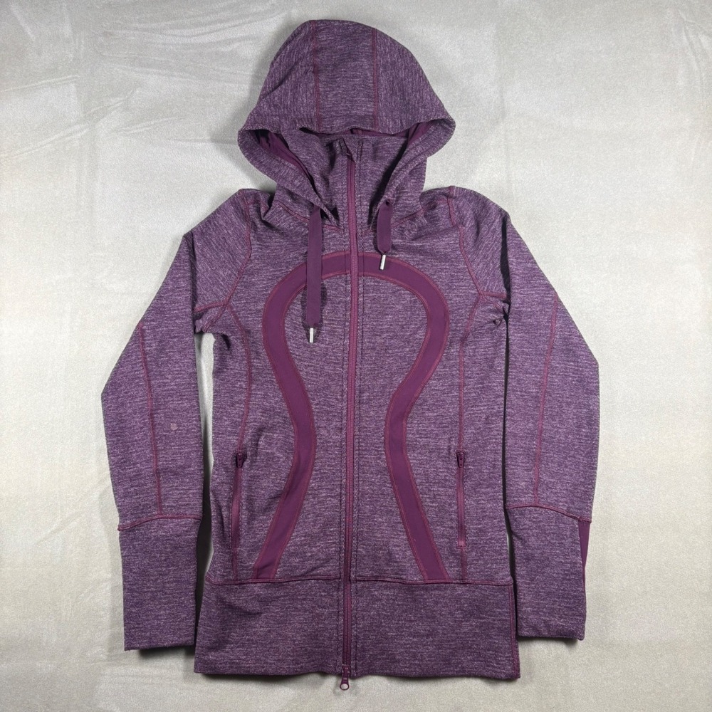 Lululemon Scuba Hoodie Full Zip Purple Heathered Jacket Size 4 Thumbholes